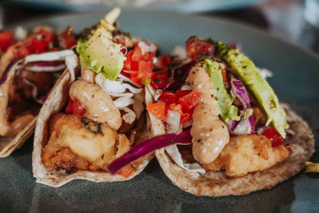 Close up of vegan tacos from Forever in Roma