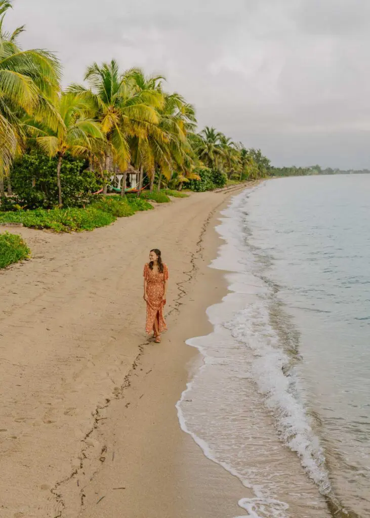 Walking on the beach at Hamanasi Belize
