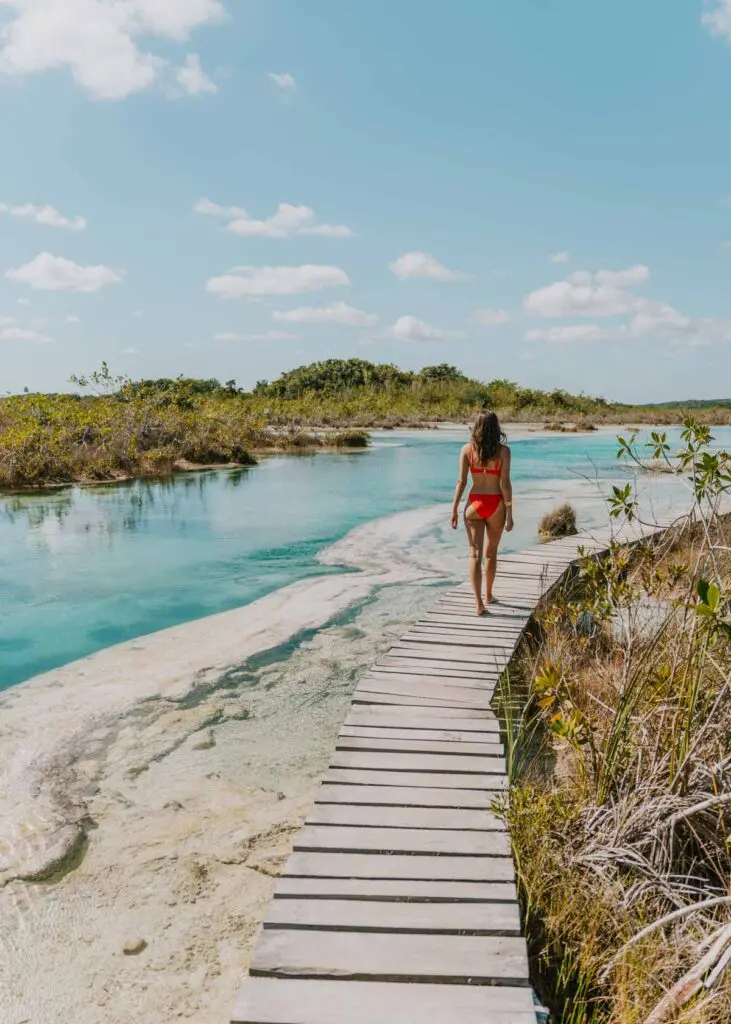 Walking beside Los Rápidos Bacalar