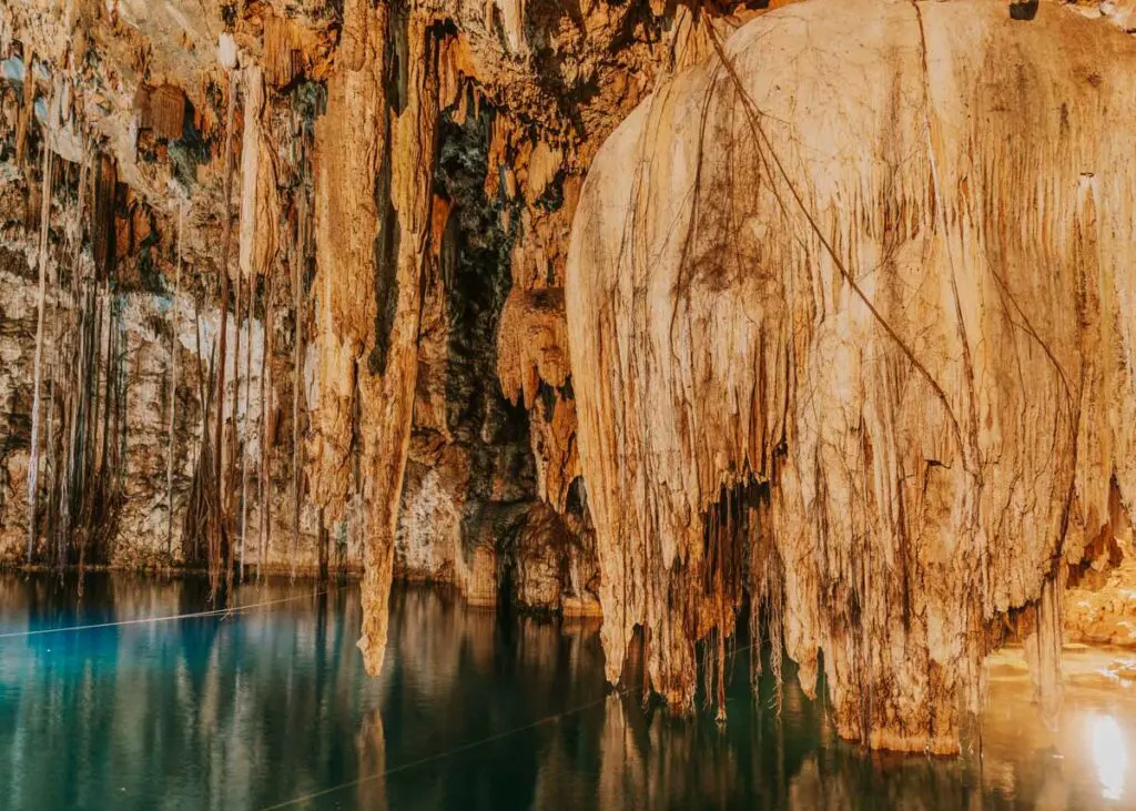 Stalactites at Cenote Xkeken in Yucatan Mexico