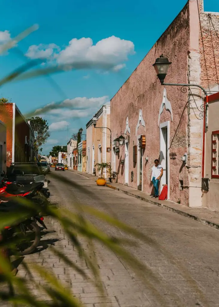 Colorful street in downtown Valladolid, my favorite day trip from Cancun
