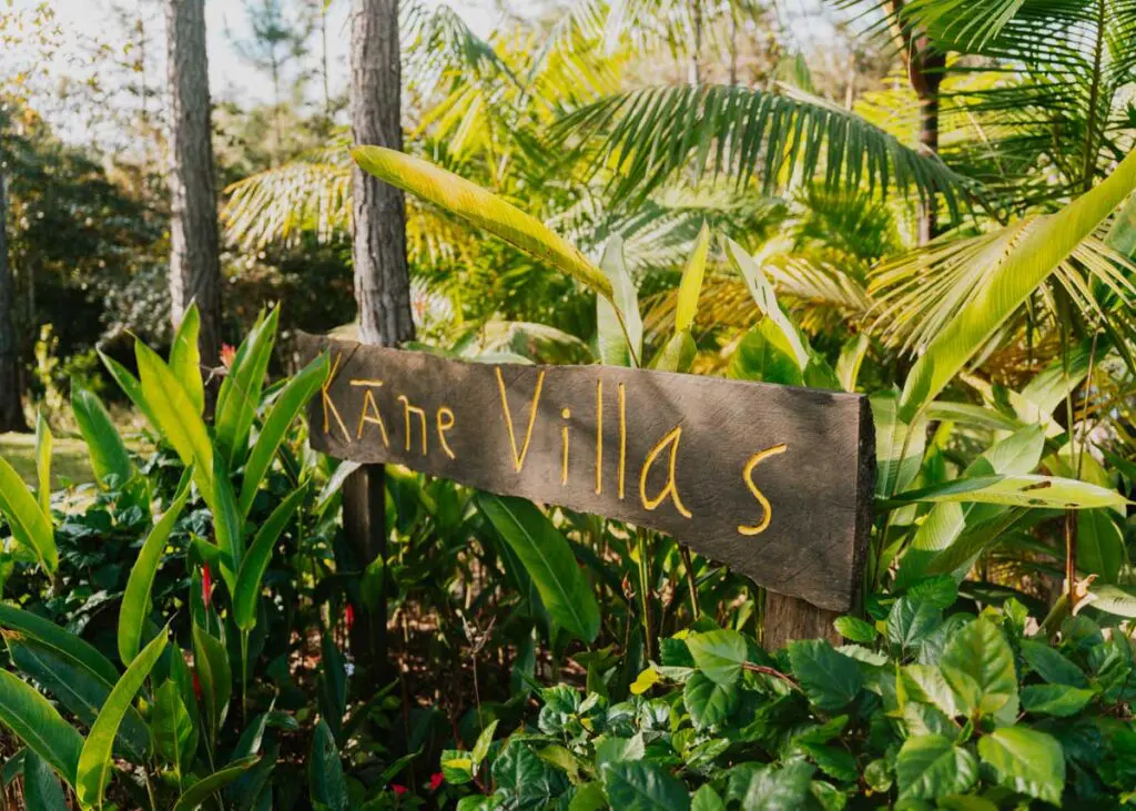 Kane Villas sign at Kane Villas in Belize