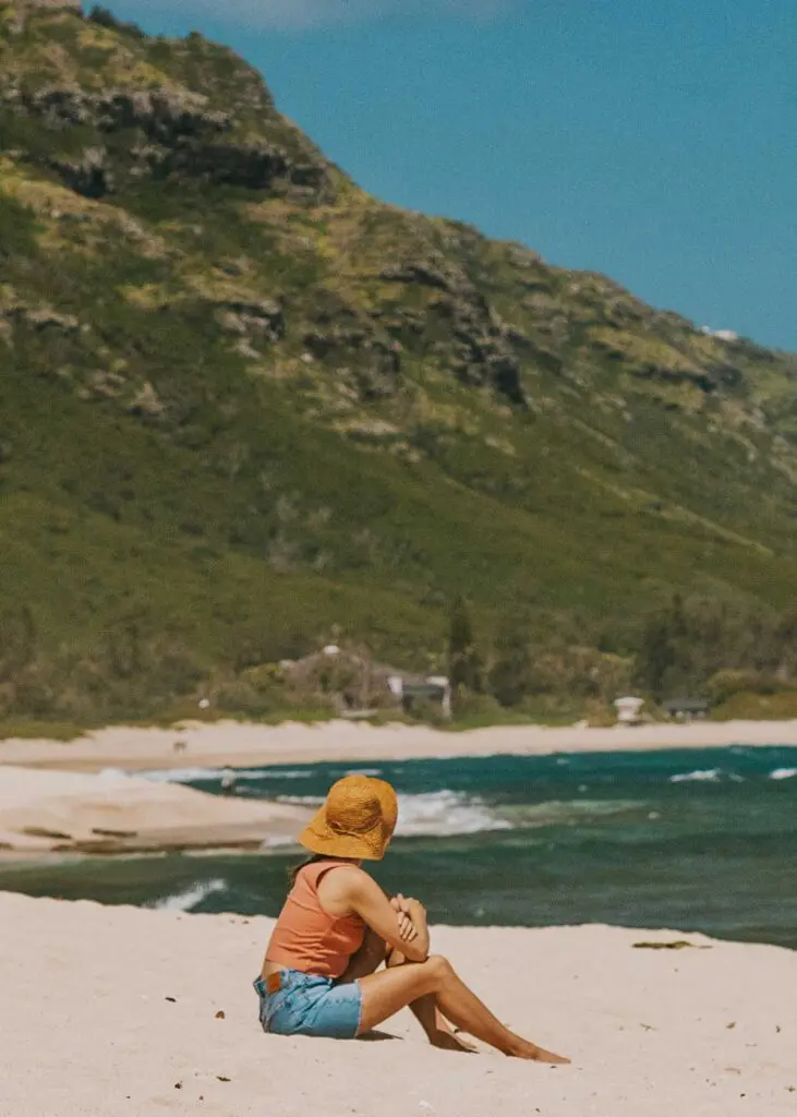Woman on beach in Oahu