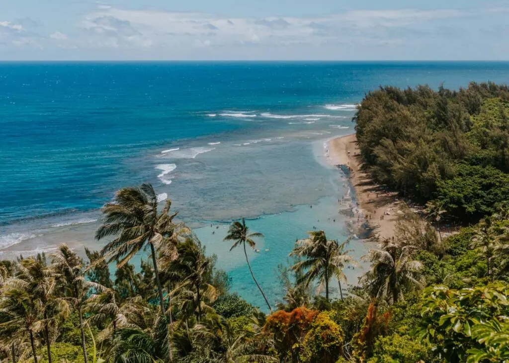 View of Kauai's Kee Beach from above