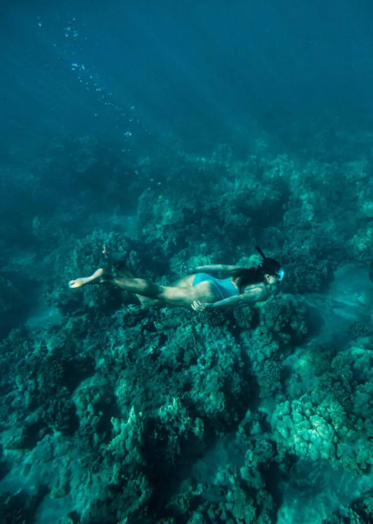 Underwater photo of snorkeling at ‘Āhihi-Kīna‘u Reserve in South Maui, part of this 5 Day Maui itinerary