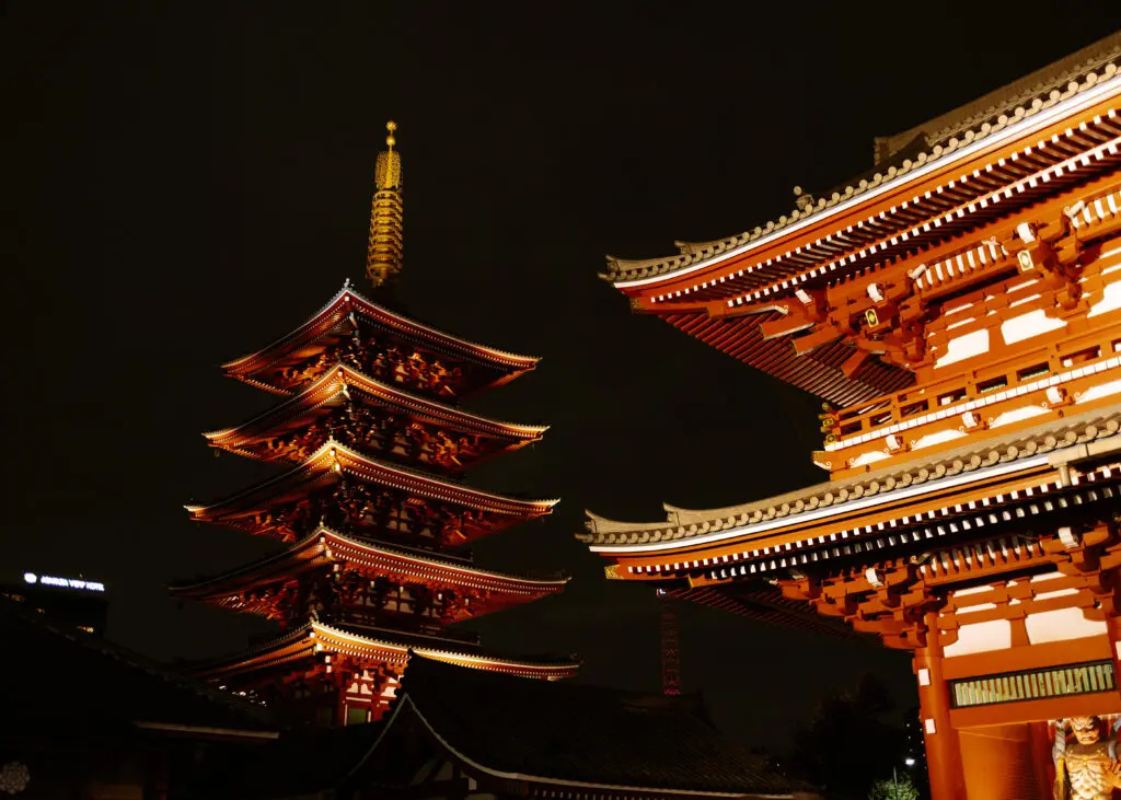 Sensō-ji Temple pagoda at night