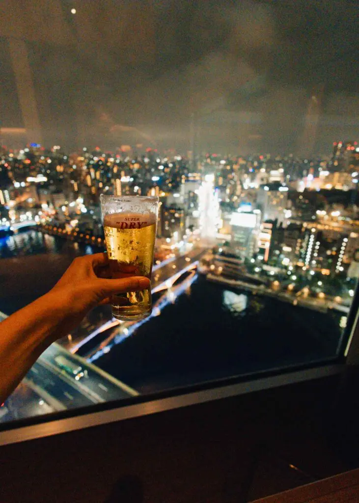 The Asahi Sky Room bar is a lesser known spot in Tokyo with skyline views