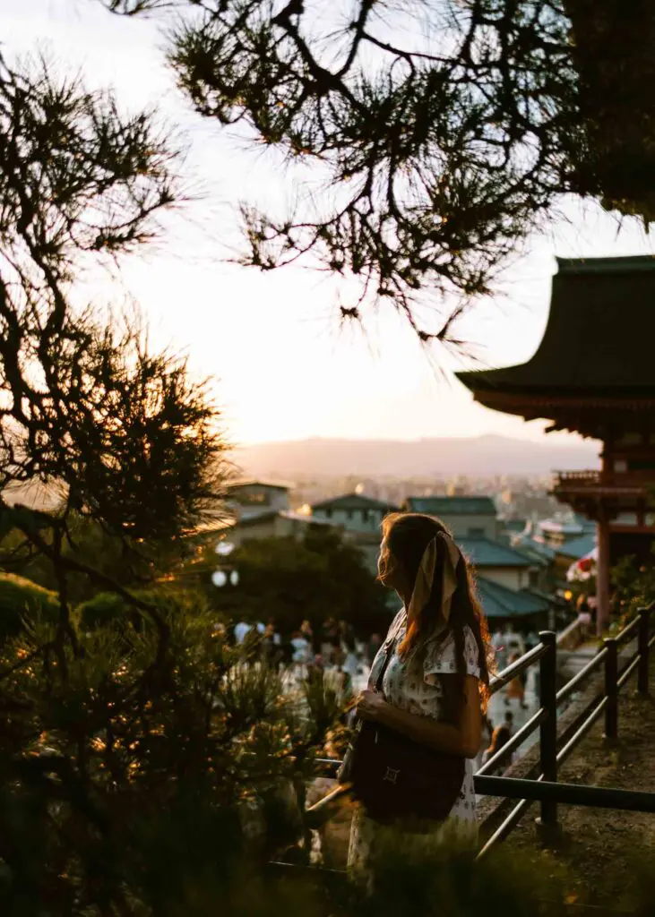 Watching the sunset from Kiyomizu-dera Temple in Kyoto 