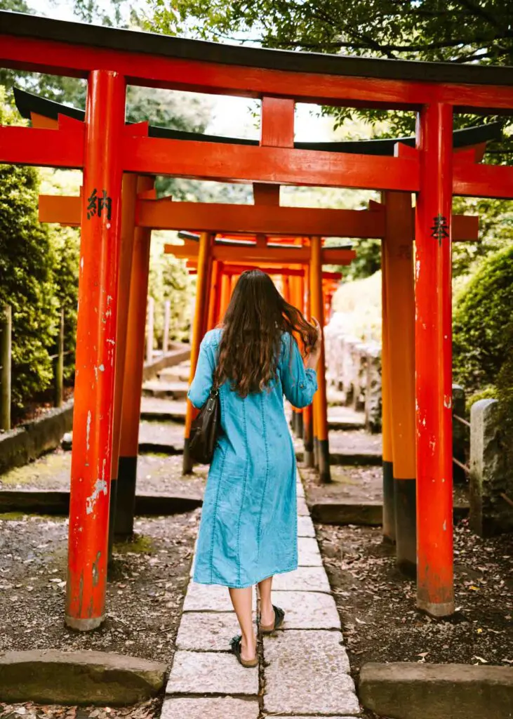 Walking through the gates at Nezu Shrine, a Tokyo hidden gem