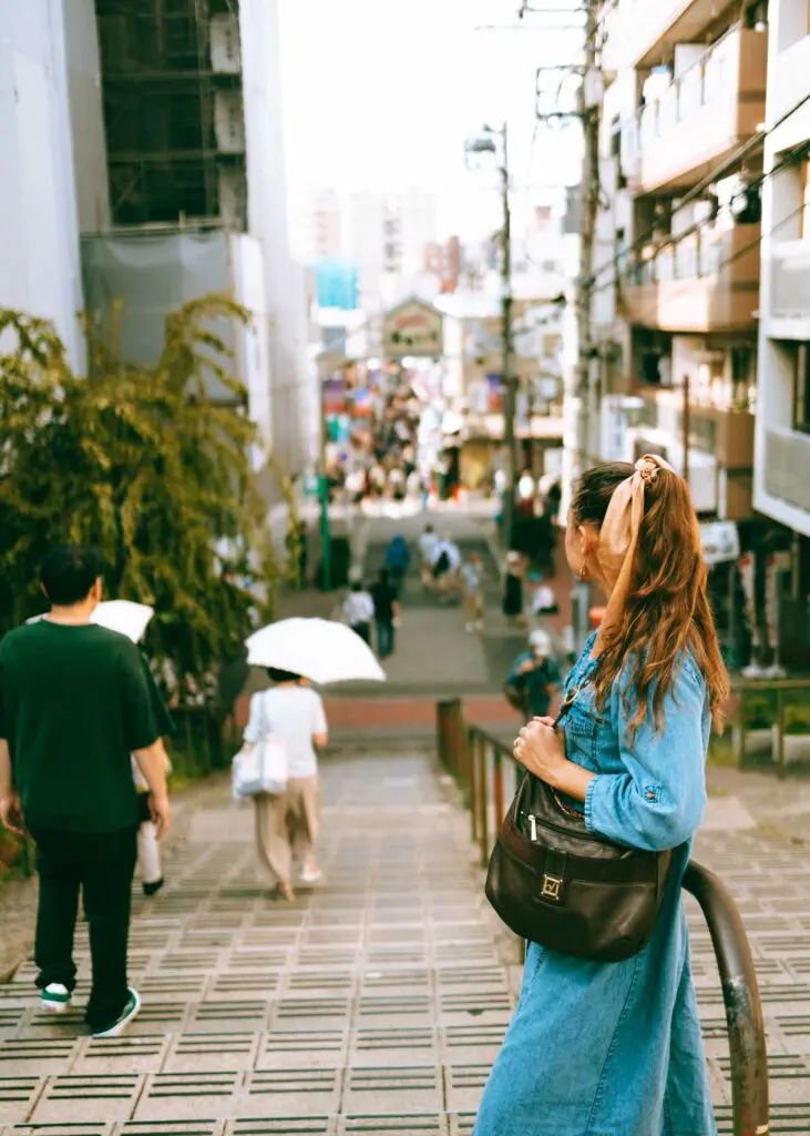 Looking down at Yanaka Ginza street in Tokyo