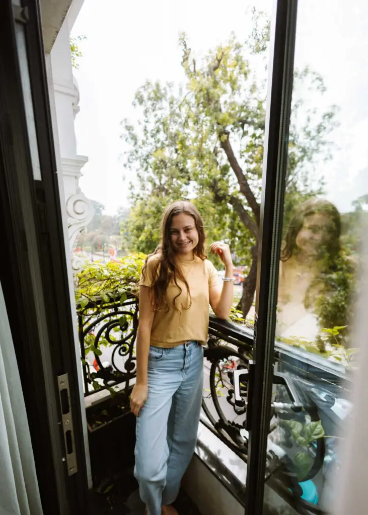 On the balcony of my Hanoi hotel room