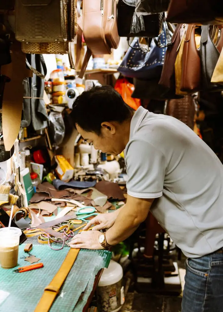 Leather shop in Old Quarter Hanoi
