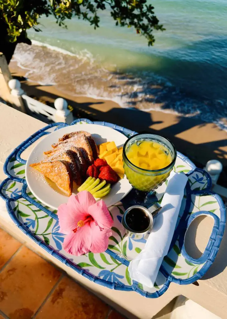 Breakfast spread overlooking the ocean at one of the best boutique hotels in Puerto Rico