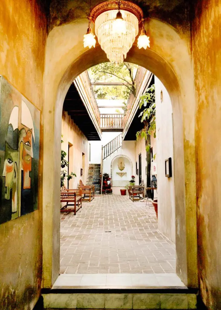 Archway inside of Villa Herencia Hotel in Old San Juan