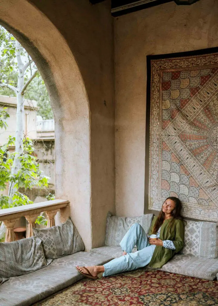 Lounging with turkish coffee at Chai Spot in Tlaquepaque Arts & Shopping Village in Sedona