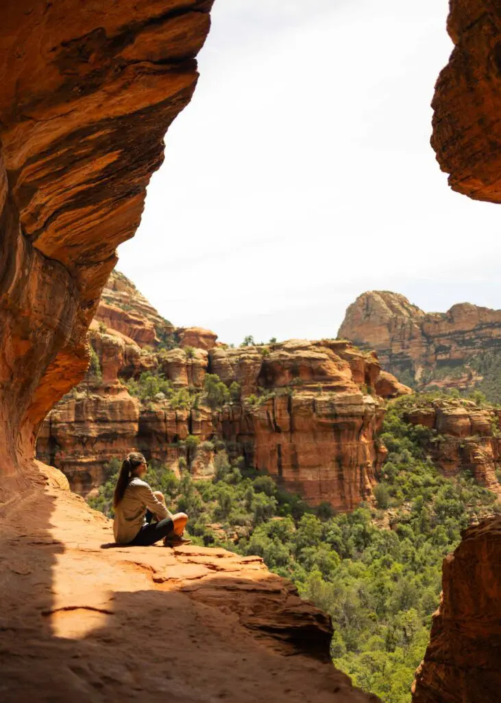 Looking out at the canyon from Subway Cave in Arizona
