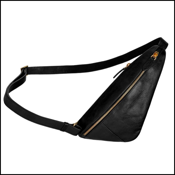 This black leather sling back is great to carry around a cruise ship