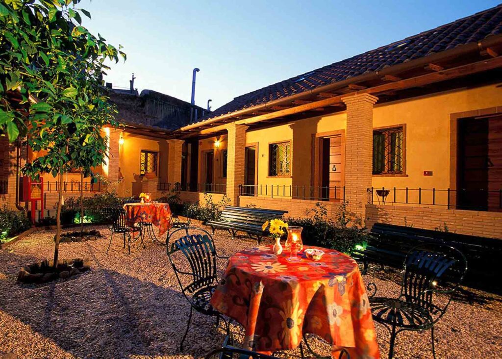 Inner courtyard at Trastevere's Hotel Santa Maria